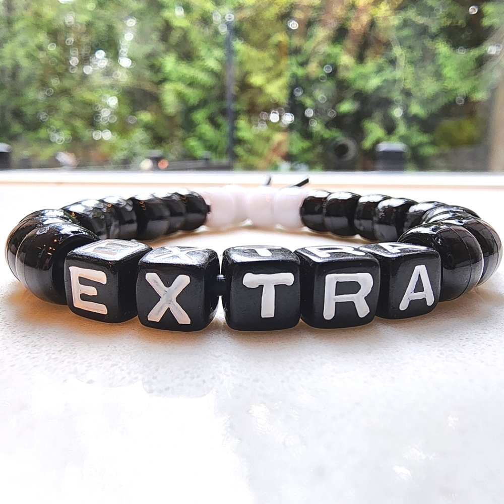 NWT EXTRA White & Black Friendship Bracelet Hand Made by My Son